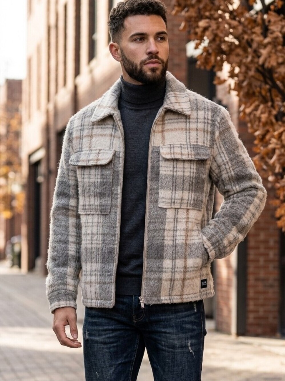NATIVE YOUTH PLAID JACKET SIZE MEDIUM